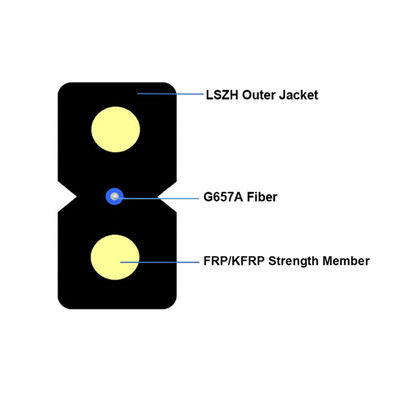 Le câble optique blindé FTTH de fibre de 12 noyaux laissent tomber LSZH G657A1