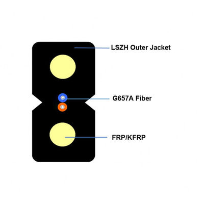 Le câble optique blindé FTTH de fibre de 12 noyaux laissent tomber LSZH G657A1